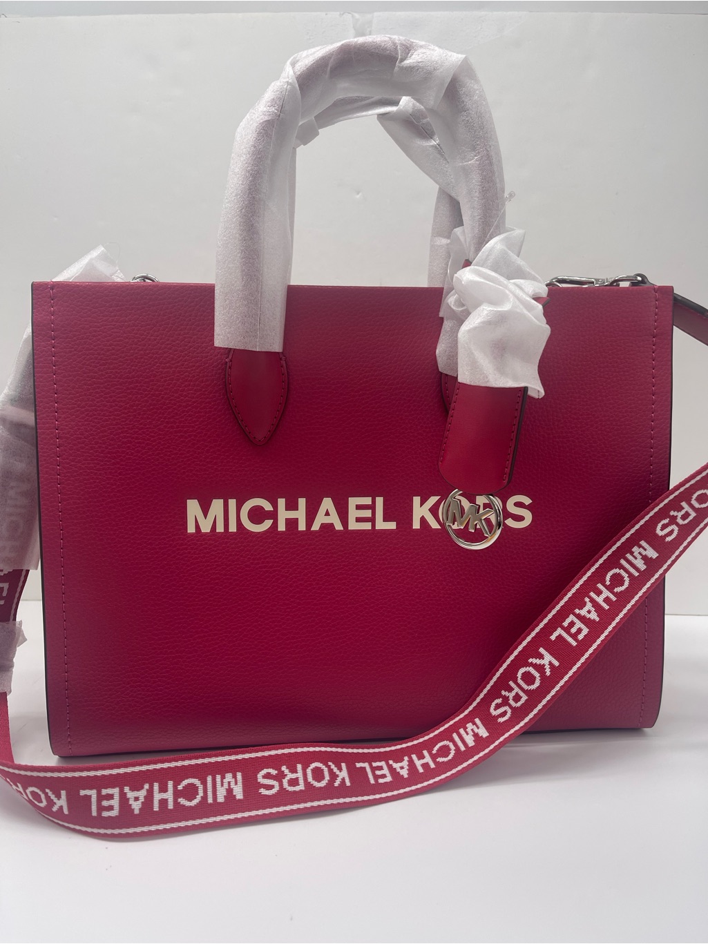 Michael Kors Mirella Md East West Pebbled Leather Tote Shopper Bag Mk Ew Dark R